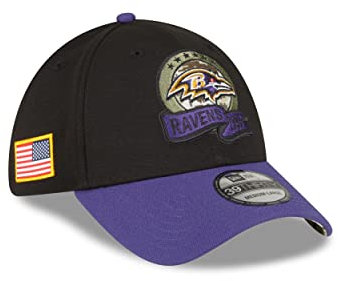 New Era Baltimore Ravens NFL Salute to Service 2022 Black Purple 39Thirty Stretch Cap - S-M (6 3/8-7 1/4)
