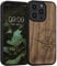 kwmobile Hülle kompatibel mit Apple iPhone 14 Pro Hülle - Holz Case - Handy Cover - TPU Handyhülle in Dunkelbraun Kompass Vintage