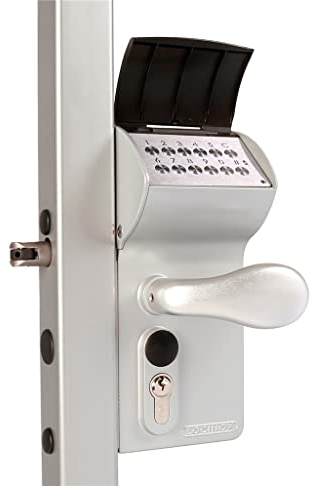 Locinox Valentino Batteriebetriebenes Codeschloss LOKQ Drehtotschloss Gartentorschloss Hoftorschloss für Vierkantprofile (Vierkantprofile von 60 mm bis 80 mm, Silber)