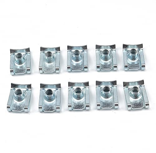 écrou Clip,iSpchen 10pcs M6 U Clips Clips éCrous à Vis Clip de Type U Métal Clips De Fixation pour Plaque Vis éCrous Vitesse Clip en U Vis Auto-Taraudeuses Clips De Type U Fixation Voiture Moto