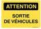 AUA SIGNALETIQUE - Panneau Signalétique en PVC Rigide et Compacte 1.5 mm. (440 x 315 mm, Attention Sortie De Véhicules)