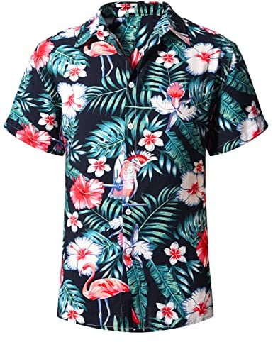 heekpek Chemise Hawaienne Homme Manches Courtes Funky Hawaïenne Chemises Ete Fleur Aloha Imprimé Plage Casual