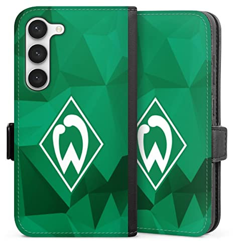 Klapphülle kompatibel mit Samsung Galaxy S23 Handyhülle aus Kunst Leder schwarz Flip Case SV Werder Bremen Camouflage Offizielles Lizenzprodukt