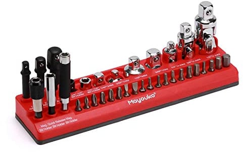 Mayouko Magnetic Socket Accessory Holder Organizer, Magnetic Bits Tray, Holds Socket Adapter, Universal Joint, Drill Bits, Bit Holder