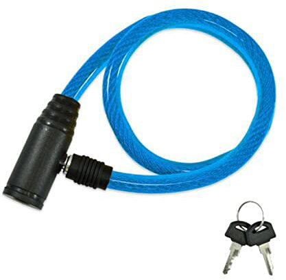 Cable Bike Lock with 2 Keys, Weather-Resistant Portable Locks for Bikes Mopads Electric Scooters Kids Childrens Adults Bicycle, Blue