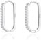 Reffeer 925 Sterling Silber CZ Quadratische Creolen für Damen Ohrringe - Minimalistische U-Form (A-Silber)
