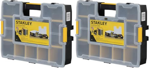 Stanley Professional Organiser, Tool Box, Tool Organiser, Sort Master Seal Tight ‎STA194745 (Pack of 2)