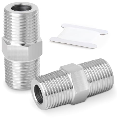 ERGAOBOY 2Pcs SS304 3/4 BSP Male Straight Hex Nipple Pipe Fitting | Male thread connection, straight hex extension, precise pitch layout, suitable for factory machinery hardware