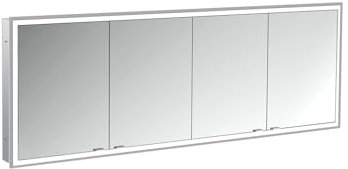 Emco Prime Facelift Lichtspiegelschrank, 2000 mm, 4 Türen, Unterputzmodell, 9497, Farbe: Aluminium/Weiss