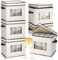 Uiifan 6 Pack Wine Glasses Storage Box with Dividers, 12 Compartments Stemware Storage Cases Champagne Flute Storage Box with Lid Handle Window China Storage Container Organizer for Moving (Beige)