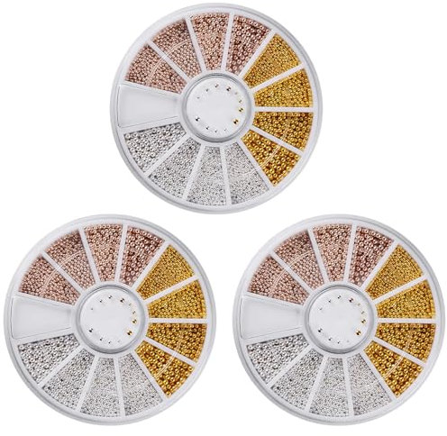 3 Boxes 3D Nail Art Decorations Nails Art Mini Steel Ball Disc Resin Drill Nail Beads Nails Beauty Decorations Accessory Tool for Nail Decoration