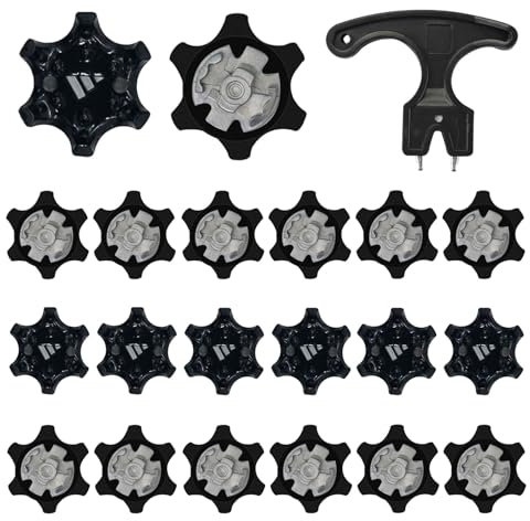 HAPPOW Juego de 20 pinchos de golf, tacos de repuesto para zapatos de golf con 1 removedor de uñas de zapatos, picos universales para zapatos de golf para una fácil instalación (negro)