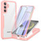 Phoona 360 degrés Coque pour Samsung Galaxy S24 5G avec Transparent Protection d'écran, TPU Silicone Antichoc écran Coque, Anti-Rayures Intégrale Étui Housse pour Samsung S24 5G, Rose