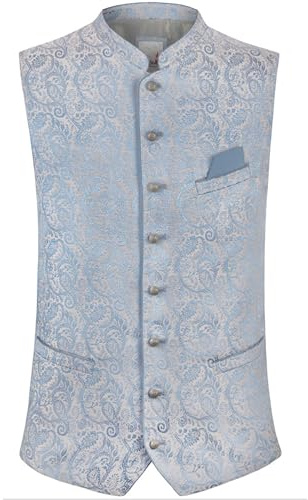 Bergfeuer Silvano - Chaleco tradicional para hombre, Azul ahumado., 50