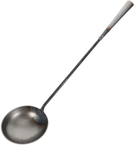 Amosfun Outils d'eaux usées Écumoire Épais Longue Cuillère Louche pour Jardin Outil de Pelle de Jardin Cuillère d'arrosage Pot d'irrigation Jardin Alimentation de Jardin Fer forgé Argent