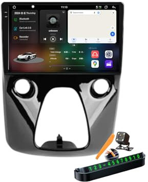 YLOXFW Y400s, Autoradio Android 14.0 Navi 2 DIN Stereo für Aygo B40 Peugeot 108 2014-2021 Sat GPS Navigation 9 Zoll Cartablet DVD Multimedia Player FM BT mit Carplay 4G 5G WiFi DSP SWC