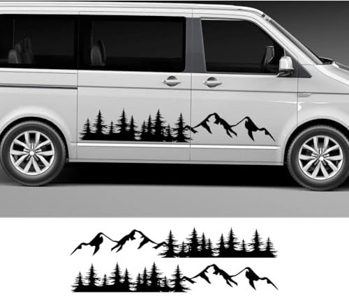 2 STÜCKE Auto Baum Berg Aufkleber Wald Autotür Seitenaufkleber, Für VW Multivan Transporter T5 T6 Auto Tuning Zubehör