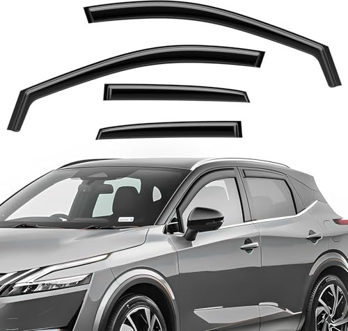 GEARMONSTER Deflectores de viento compatibles con Nissan Qashqai III 2021-2024 Protector de lluvia para ventana de coche, deflectores de lluvia integrados, deflectores de viento integrados, 4