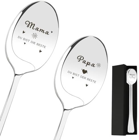 Mama und Papa Geschenke für Papa Mama Muttertagsgeschenk für Eltern 2er Kaffeelöffel Mama Papa Geburtstagsgeschenk Mama Papa Geschenk Eltern Bester Papa Beste Mama Ostergeschenke