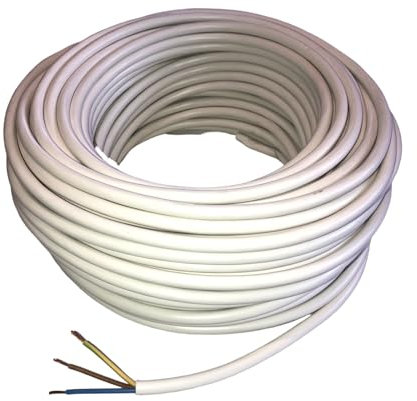 5m Schlauchleitung Gerätekabel H05VV-F 3G1,5 mm² weiß, rund. Weitere Längen wählbar.