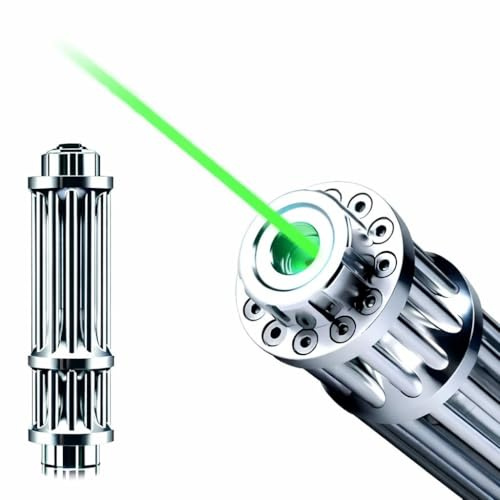 Puntero láser verde fuerte – 2 km de alcance, carcasa de metal resistente, compacto y energéticamente eficiente, perfecto para presentaciones y actividades al aire libre