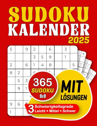 sudoku kalender 2025: 365 Tägliche Rätsel – Von Leicht bis Schwer für Erwachsene & Senioren