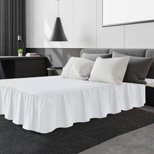 Joybees Volant-Bettlaken für Super-Kingsize-Bett, 100 % reine Baumwolle, Rüschen, 40 cm, Größe: 180 x 200 + 40 cm, Weiß