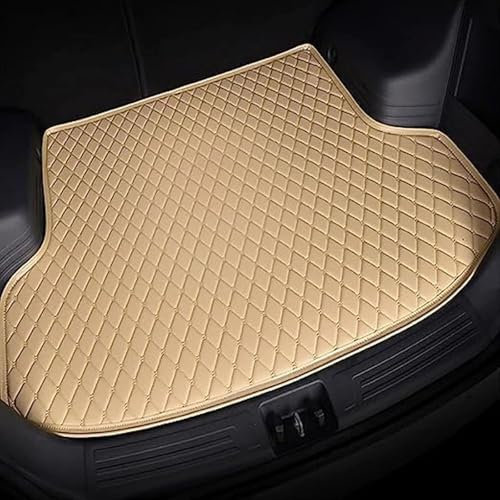 ZBMDTHEF Auto Leder Kofferraummatten Für BMW X3 E83 2005-2010, Kofferraum Schutzmatte Cargo Teppich Vollabdeckung Kofferraumwanne rutschfest Innenraum Zubehör,D/Beige