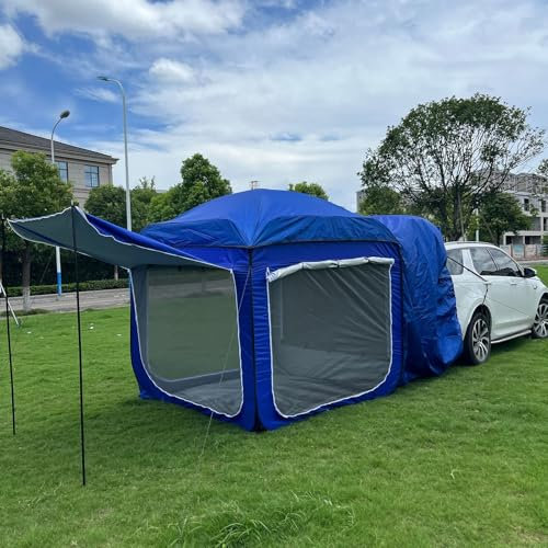 SULQING Auto Heckklappe Zelt, Big Space 4-6 Person Outdoor Camping Auto Hinten Zelt Mit Bildschirm, Markise Zelt Für Auto Camping Road Trip Essentials Small to MidSize SUV Van