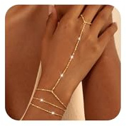 CHESKY 14K Gold Plated Hand Chain Bracelets for Women Stack Jewelry