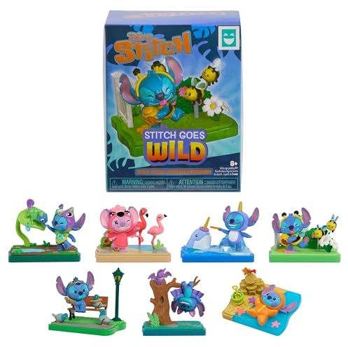 Happy HAUL Disney Stitch Goes Wild Scene Setters – Überraschungs-Sammelfigur im Blind Box mit Kulissen-Base und Zubehör, ca. 8 cm, Short-Run Drop, ab 8 Jahren