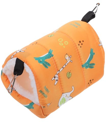 BUGUUYO Hamaca para Jaula de Hámster y Periquitos Cama de Invierno Acolchada y Calefactora Nido de Algodón para Pequeñas Mascotas Refugio Elevado y Lavable Color Amarillo