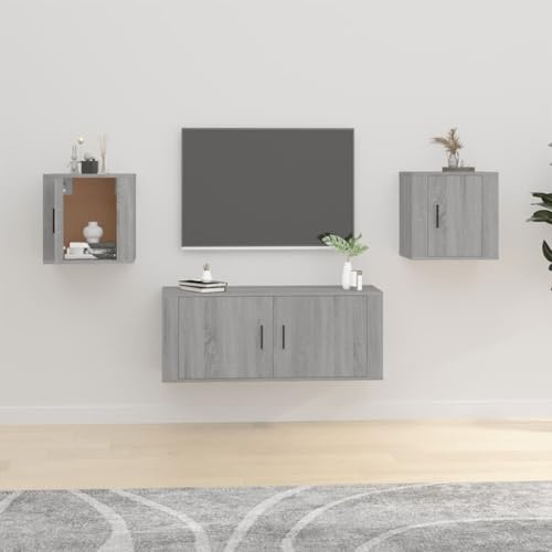 Mimdixy Lot de 2 armoires murales pour TV - Gris - 40 x 34,5 x 40 cm