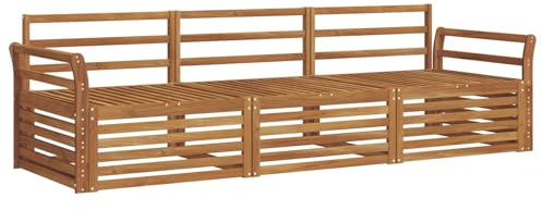 vidaXL Outdoor-Sofagarnitur 3 pcs Natur Massivholz Akazie, Garten, modernes Ecksofa, belastbare Gartenmöbel, Lounge für Terrasse, ideales Set für Balkon