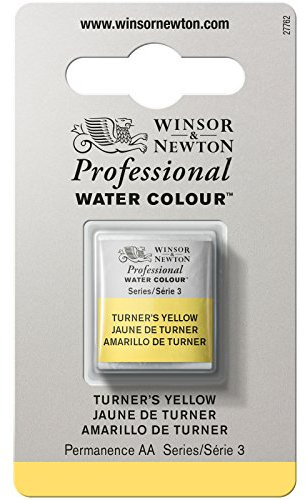 Winsor & Newton 0101649 Professional Aquarellfarbe, lebendige Wasserfarben in Künstlerqualität, hohe Farbbrillanz & Leuchtkraft, lichtecht, Archivqualität, 1/2 Napf - Turner's Gelb