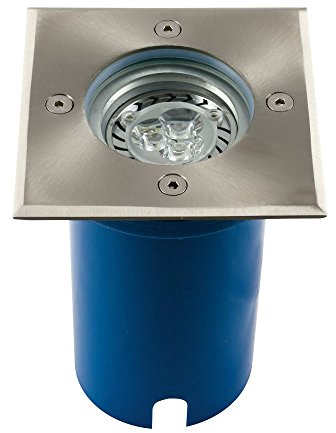 Heitronic Vollmer Square Floor recessed light stainless steel IP67 for 7 Watt GU10 ESL max.