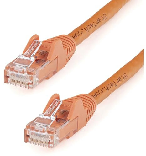 StarTech.com 100ft CAT6 Ethernet Cable - Orange CAT 6 Gigabit Ethernet Wire - 650MHz 100W PoE RJ45 UTP Network/Patch Cord Snagless w/Strain Relief Fluke Tested/Wiring is UL Certified/TIA(N6PATCH100OR)