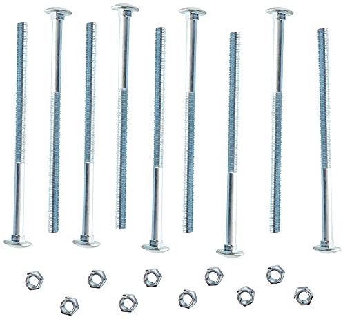 AHCMetric MILD Steel Cup Square Bolts with Nuts (ZINC & Clear) M8 X 150mm (Pack of 10)