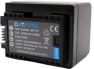 Dot.Foto BP-727 Premium 3.6v / 2680mAh Rechargeable Battery for Canon LEGRIA/VIXIA HF M50 M52 M56 M500 M506 R36 R37 R38 R46 R47 R48 R56 R57 R66 R67 R68 R70 R72 R80 R82 R306 R406 R506 R606 R700 R800