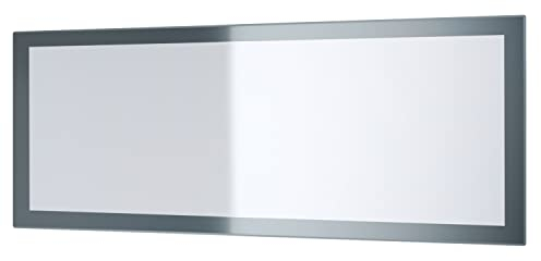 Vladon Spiegel Lima, Wandspiegel mit Rahmen im modernen Stil, Grau Hochglanz (139 x 55 cm)