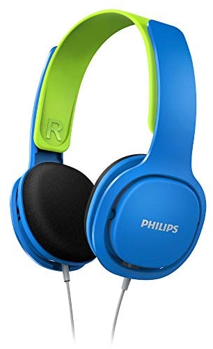 Philips SHK2000BL/00 Over Ear Kinder Kopfhörer, Farbige LED-Leuchten, 85dB Lautstärkebegrenzung, Geräuschisolierendes, Mit Weichen Ohrpolstern, Ergonomisches Stirnband (Blau)