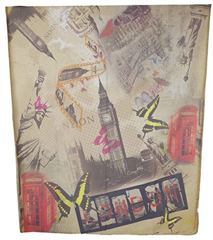 VIVA Home Jerseydecke 130x160cm Städtemotive Tagesdecke Wohndecke Fleecedecke Decke Plaid, Farbe:beige