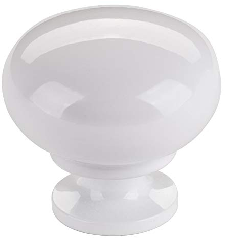 10 x SO-TECH® Möbelknopf OSCAR weiß glänzend Ø 32,5 mm - Design trifft auf Funktion - Knopfgriff Küchengriff Küchenknopf Möbelgriff