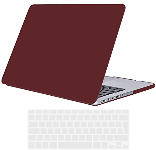 TECOOL Hülle Kompatibel mit Alten MacBook Pro 13 Zoll Retina 2015 2014 2013 2012 (A1502 A1425), Ultradünne Schutzhülle Hartschale Case mit Tastaturschutz (EU Layout), Weinrot