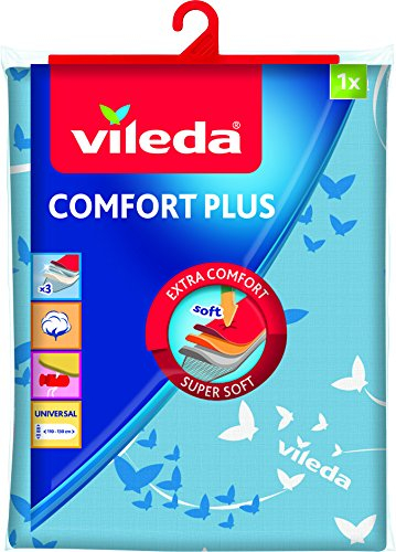 Vileda Comfort Plus Ironing Board, Triple Layer Cotton Fleece and Absorbent Sponge, Assorted Colours