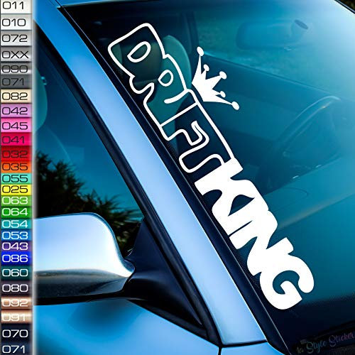 Dirft King Frontscheiben-Aufkleber Winter Auto-Sticker ASC Schnee Ski Powder Snowboard Quer Rauch Reifen felgen Zoll Rims