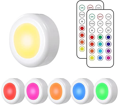 Tomshine 6er Schrankleuchten LED Nachtlicht mit Fernbedienung RGBW Dimmbar 13 Farben Kabinett Beleuchtung Batteriebetrieben für Flur Schlafzimmer Innendekoration Kleiderschrank