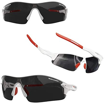 VeloChampion Kinder-Sportsonnenbrille mit UV400-Schutz (Kategorie 3) – Weiß