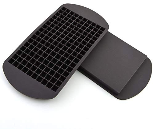Amaoma Cubitera Hielo Silicona Cubiteras de Silicona Cubito de Hielo Pequeño con 160 Rejillas Utensilios de Cocina Congelación Rápida y Fácil Liberación para Cocina Bar Fiesta Negro 2 Piezas