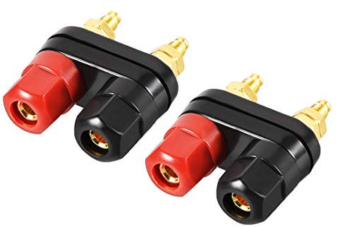 sourcing map 2 Pcs Dual Binding Post Terminal, M5 Thread Power Amplifier Speaker Connector, Banana Plug Jack Socket Red Black